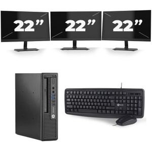 HP EliteDesk 800 G1 USFF - Intel Core i7-4e Generatie - 16GB RAM - 512GB SSD - Windows 10 + 3x 22 inch Monitor