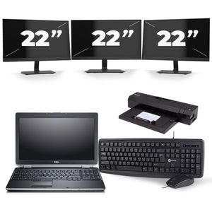 Dell Latitude E6530 - Intel Core i7-3e Generatie - 15 inch - 8GB RAM - 256GB SSD - Windows 10 + 3x 22 inch Monitor