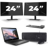 HP ZBook 14u G4 - Intel Core i7-7e Generatie - 14 inch - 16GB RAM - 480GB SSD - Windows 11 + 2x 24 inch Monitor