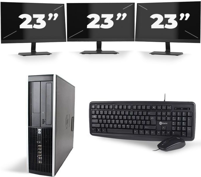 HP Compaq 8200 Elite SFF - Intel Core i3-2e Generatie - 8GB RAM - 128GB SSD - Windows 10 + 3x 23 inch Monitor