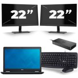 Dell Latitude E5570 - Intel Core i5-6e Generatie - 15 inch - 8GB RAM - 256GB SSD - Windows 11 + 2x 22 inch Monitor