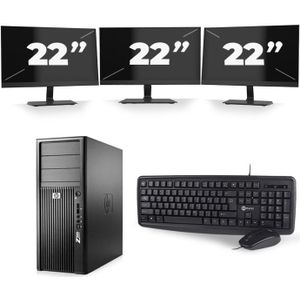 HP Z200 Workstation Tower - Intel Core i7-1e Generatie - 16GB RAM - 480GB SSD - Windows 10 + 3x 22 inch Monitor