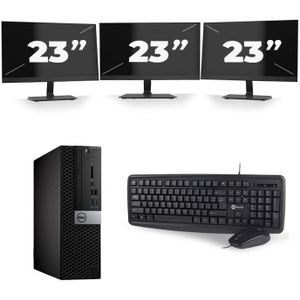 Dell Optiplex 7050 SFF - Intel Core i5-6e Generatie - 8GB RAM - 240GB SSD - Windows 11 + 3x 23 inch Monitor