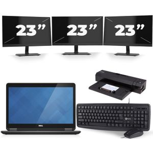 Dell Latitude E7440 - Intel Core i5-4e Generatie - 14 inch - 8GB RAM - 240GB SSD - Windows 11 + 3x 23 inch Monitor