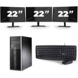HP Compaq 8100 Elite CMT Tower - Intel Core i5-1e Generatie - 8GB RAM - 256GB SSD - Windows 10 + 3x 22 inch Monitor