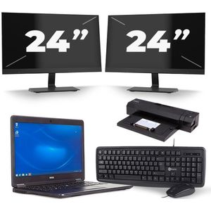 Dell Latitude E7450 - Intel Core i5-5e Generatie - 14 inch - 8GB RAM - 120GB SSD - Windows 11 + 2x 24 inch Monitor