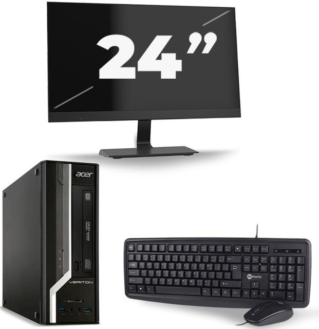 Acer Veriton X2631G SFF - Intel Core i7-4e Generatie - 16GB RAM - 512GB SSD - Windows 10 + 1x 24 inch Monitor