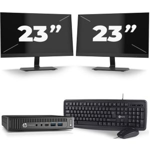 HP EliteDesk 800 G2 USFF - Intel Core i3-6e Generatie - 8GB RAM - 120GB SSD - Windows 11 + 2x 23 inch Monitor