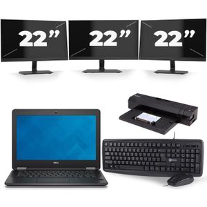 Dell Latitude E7240 - Intel Core i7-4e Generatie - 12 inch - 8GB RAM - 240GB SSD - Windows 11 + 3x 22 inch Monitor