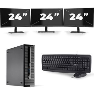 HP ProDesk 400 G1 SFF - Intel Core i5-4e Generatie - 8GB RAM - 256GB SSD - Windows 10 + 3x 24 inch Monitor