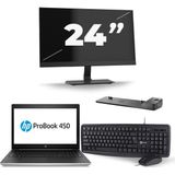HP ProBook 450 G5 - Intel Core i5-8e Generatie - 15 inch - 16GB RAM - 512GB SSD - Windows 11 + 1x 24 inch Monitor