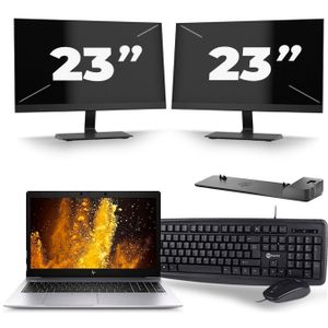 HP EliteBook 850 G6 - Intel Core i5-8e Generatie - 15 inch - 16GB RAM - 256GB SSD - Windows 11 + 2x 23 inch Monitor