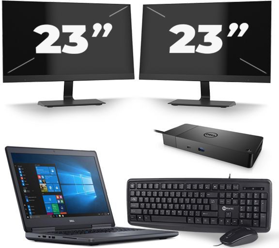 Dell Precision 7720 - Intel Core i7-7e Generatie - 17 inch - 16GB RAM - 512GB SSD - Windows 11 + 2x 23 inch Monitor