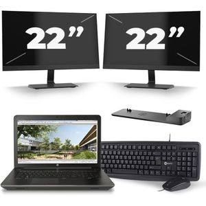 HP ZBook 17 G3 - Intel Core i7-6e Generatie - 17 inch - 16GB RAM - 512GB SSD - Windows 11 + 2x 22 inch Monitor