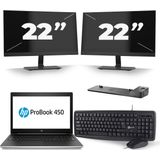 HP ProBook 450 G5 - Intel Core i5-8e Generatie - 15 inch - 16GB RAM - 512GB SSD - Windows 11 + 2x 22 inch Monitor