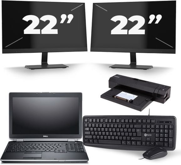 Dell Latitude E6530 - Intel Core i7-3e Generatie - 15 inch - 8GB RAM - 240GB SSD - Windows 10 + 2x 22 inch Monitor