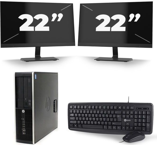 HP Compaq 8200 Elite CMT Tower - Intel Core i5-2e Generatie - 8GB RAM - 256GB SSD - Windows 10 + 2x 22 inch Monitor