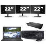 Dell Precision 3541 - Intel Core i7-9e Generatie - 15 inch - 16GB RAM - 512GB SSD - Windows 11 + 3x 22 inch Monitor