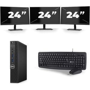Dell Optiplex 3070 Micro USFF - Intel Core i5-9e Generatie - 16GB RAM - 480GB SSD - Windows 11 + 3x 24 inch Monitor