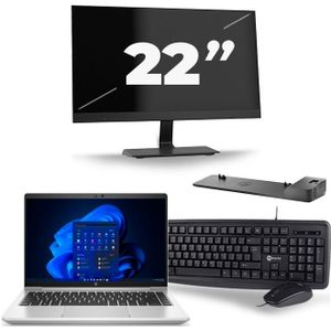 HP ProBook 640 G8 - Intel Core i5-11e Generatie - 14 inch - 16GB RAM - 512GB SSD - Windows 11 + 1x 22 inch Monitor