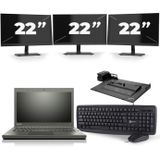 Lenovo ThinkPad T450 - Intel Core i5-5e Generatie - 14 inch - 8GB RAM - 256GB SSD - Windows 11 + 3x 22 inch Monitor