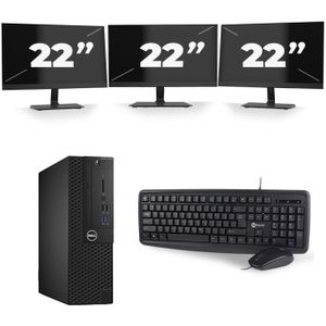 Dell Optiplex 3050 SFF - Intel Core i3-7e Generatie - 8GB RAM - 120GB SSD - Windows 11 + 3x 22 inch Monitor