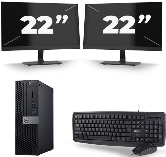 Dell Optiplex 7060 SFF - Intel Core i7-8e Generatie - 16GB RAM - 512GB SSD - Windows 11 + 2x 22 inch Monitor