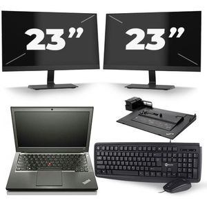 Lenovo ThinkPad X240 - Intel Core i5-4e Generatie - 12 inch - 8GB RAM - 240GB SSD - Windows 11 + 2x 23 inch Monitor