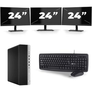 HP EliteDesk 800 G5 SFF - Intel Core i5-9e Generatie - 16GB RAM - 480GB SSD - Windows 11 + 3x 24 inch Monitor