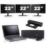 Dell Latitude E5530 - Intel Core i3-3e Generatie - 15 inch - 8GB RAM - 256GB SSD - Windows 10 + 3x 22 inch Monitor