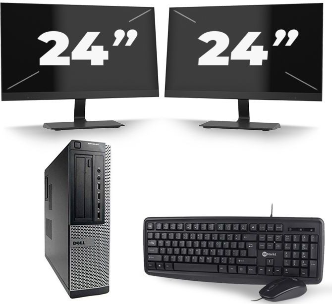 Dell Optiplex 7010 Desktop - Intel Core i5-3e Generatie - 8GB RAM - 256GB SSD - Windows 10 + 2x 24 inch Monitor
