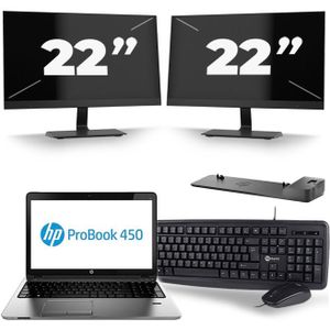 HP ProBook 450 G2 - Intel Core i3-4e Generatie - 15 inch - 8GB RAM - 256GB SSD - Windows 11 + 2x 22 inch Monitor