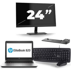 HP EliteBook 820 G4 - Intel Core i5-7e Generatie - 12 inch - 8GB RAM - 256GB SSD - Windows 11 + 1x 24 inch Monitor