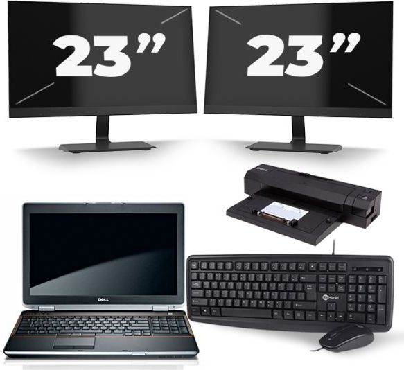 Dell Latitude E6520 - Intel Core i7-2e Generatie - 15 inch - 8GB RAM - 256GB SSD - Windows 10 + 2x 23 inch Monitor