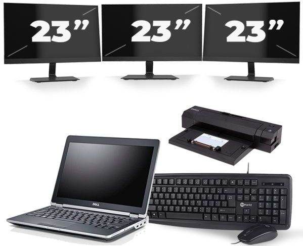 Dell Latitude E6320 - Intel Core i7-2e Generatie - 13 inch - 8GB RAM - 256GB SSD - Windows 10 + 3x 23 inch Monitor