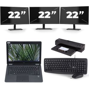 Dell Latitude E7250 - Intel Core i7-5e Generatie - 12 inch - 8GB RAM - 120GB SSD - Windows 11 + 3x 22 inch Monitor