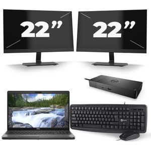 Dell Precision 3541 - Intel Core i7-9e Generatie - 15 inch - 16GB RAM - 480GB SSD - Windows 11 + 2x 22 inch Monitor