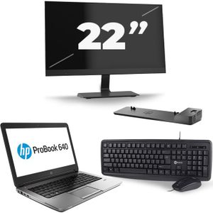 HP ProBook 640 G4 - Intel Core i3-7e Generatie - 14 inch - 8GB RAM - 240GB SSD - Windows 11 + 1x 22 inch Monitor