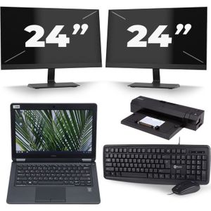 Dell Latitude E7250 - Intel Core i3-5e Generatie - 12 inch - 8GB RAM - 120GB SSD - Windows 10 Home + 2x 24 inch Monitor