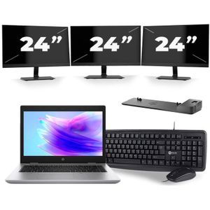 HP ProBook 640 G5 - Intel Core i5-8e Generatie - 14 inch - 16GB RAM - 512GB SSD - Windows 11 + 3x 24 inch Monitor