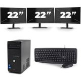 HP Pro 3400 Micro Tower - Intel Core i5-3e Generatie - 8GB RAM - 256GB SSD - Windows 10 + 3x 22 inch Monitor