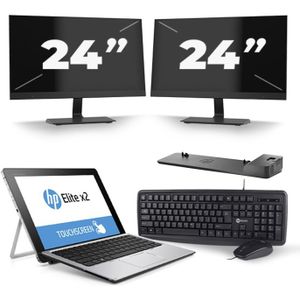 HP Elite x2 1012 G1 - Intel Core m5-6e Generatie - 12 inch - Touch - 8GB RAM - 240GB SSD - Windows 10 Home + 2x 24 inch Monitor