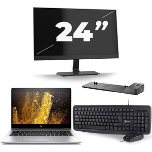 HP EliteBook 840 G5 - Intel Core i5-7e Generatie - 14 inch - 8GB RAM - 240GB SSD - Windows 11 + 1x 24 inch Monitor