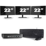 HP EliteDesk 800 G2 USFF - Intel Core i7-6e Generatie - 16GB RAM - 480GB SSD - Windows 11 + 3x 22 inch Monitor