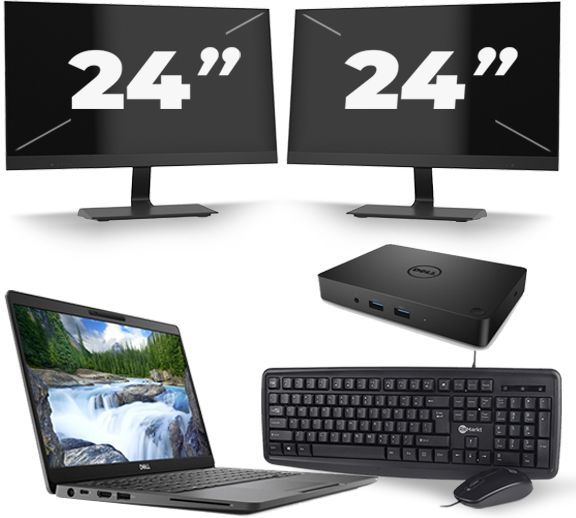 Dell Latitude 5300 - Intel Core i5-8e Generatie - 13 inch - 16GB RAM - 480GB SSD - Windows 11 + 2x 24 inch Monitor
