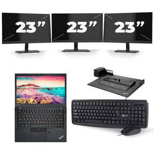 Lenovo ThinkPad T470s - Intel Core i7-7e Generatie - 14 inch - 16GB RAM - 480GB SSD - Windows 11 + 3x 23 inch Monitor