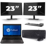 HP ProBook 6560b - Intel Core i5-2e Generatie - 15 inch - 8GB RAM - 240GB SSD - Windows 10 + 2x 23 inch Monitor