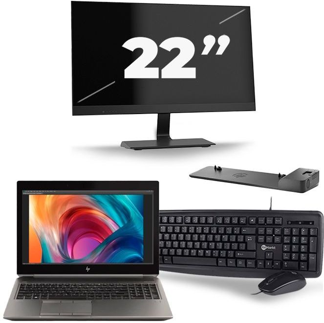 HP ZBook 15 G6 - Intel Core i9-9e Generatie - 15 inch - 16GB RAM - 512GB SSD - Windows 11 Home + 1x 22 inch Monitor