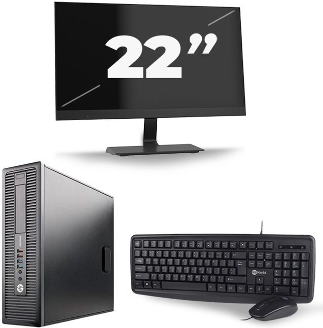 HP EliteDesk 800 G1 SFF - Intel Core i5-4e Generatie - 8GB RAM - 256GB SSD - Windows 10 + 1x 22 inch Monitor