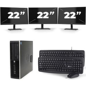 HP Compaq 8200 Elite CMT Tower - Intel Core i7-2e Generatie - 16GB RAM - 480GB SSD - Windows 10 + 3x 22 inch Monitor